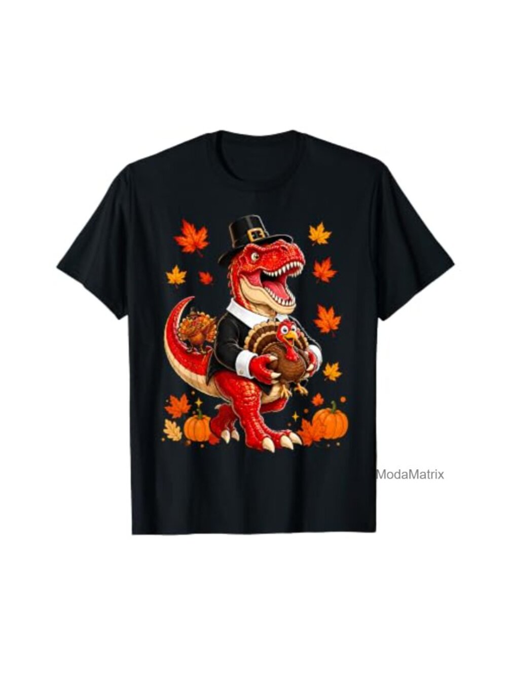 Thanksgiving Boys Kids T-Rex Turkey Graphic Tee Classic Fit Cotton Shirt